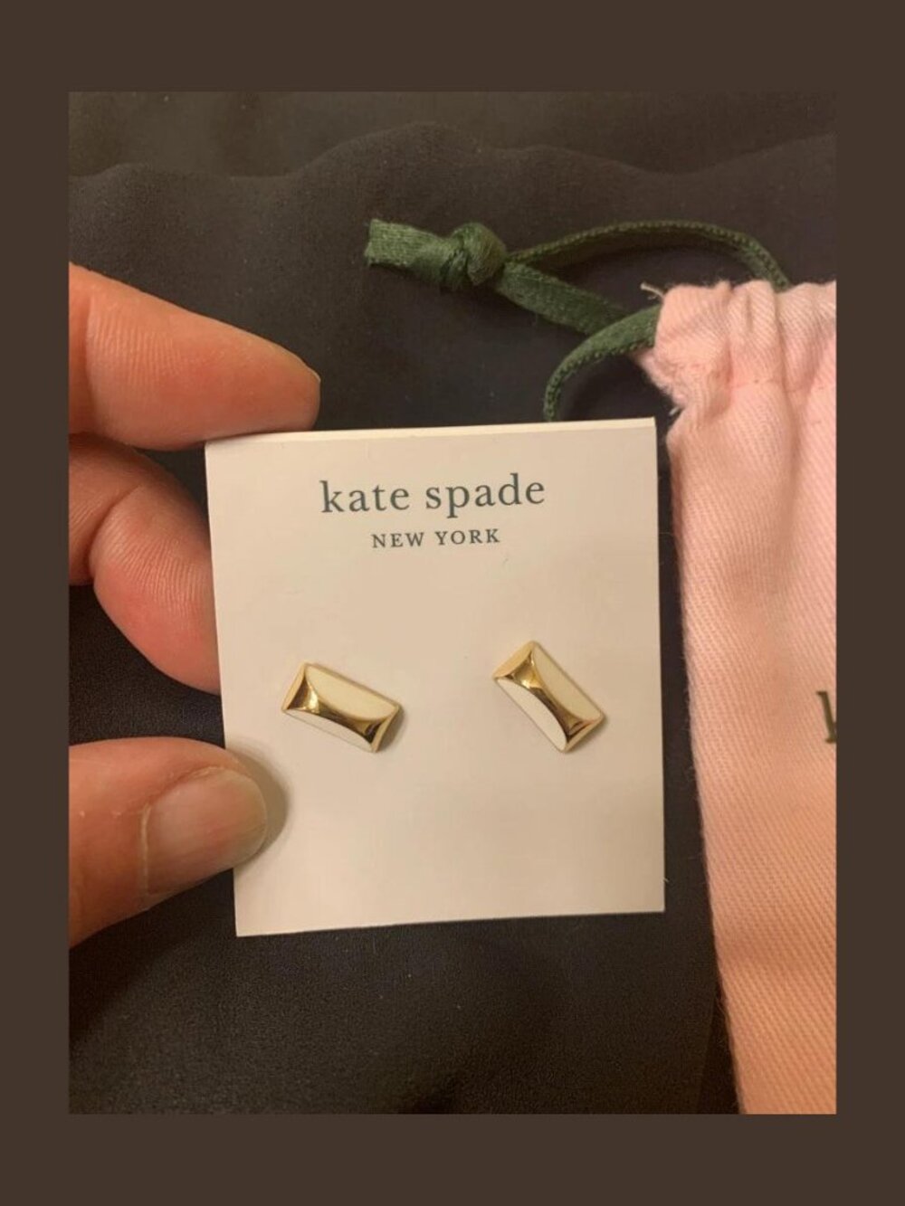 Kate Spade New York Sliced Scallops Stud Earrings Gold White NWT